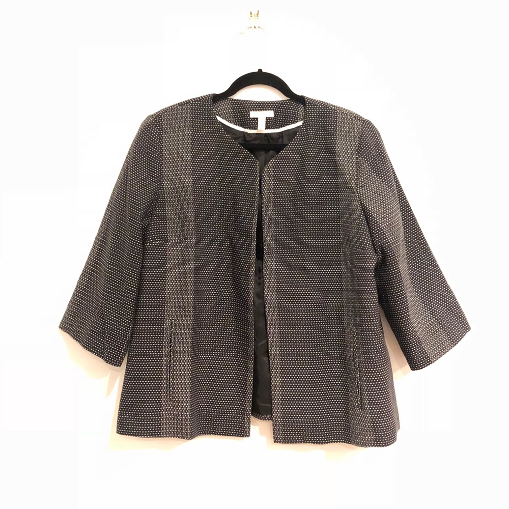 Eileen Fisher L Blazer Open Front Womens Black Ja… - image 1